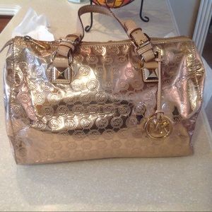 Michael Kors rose gold Med satchel